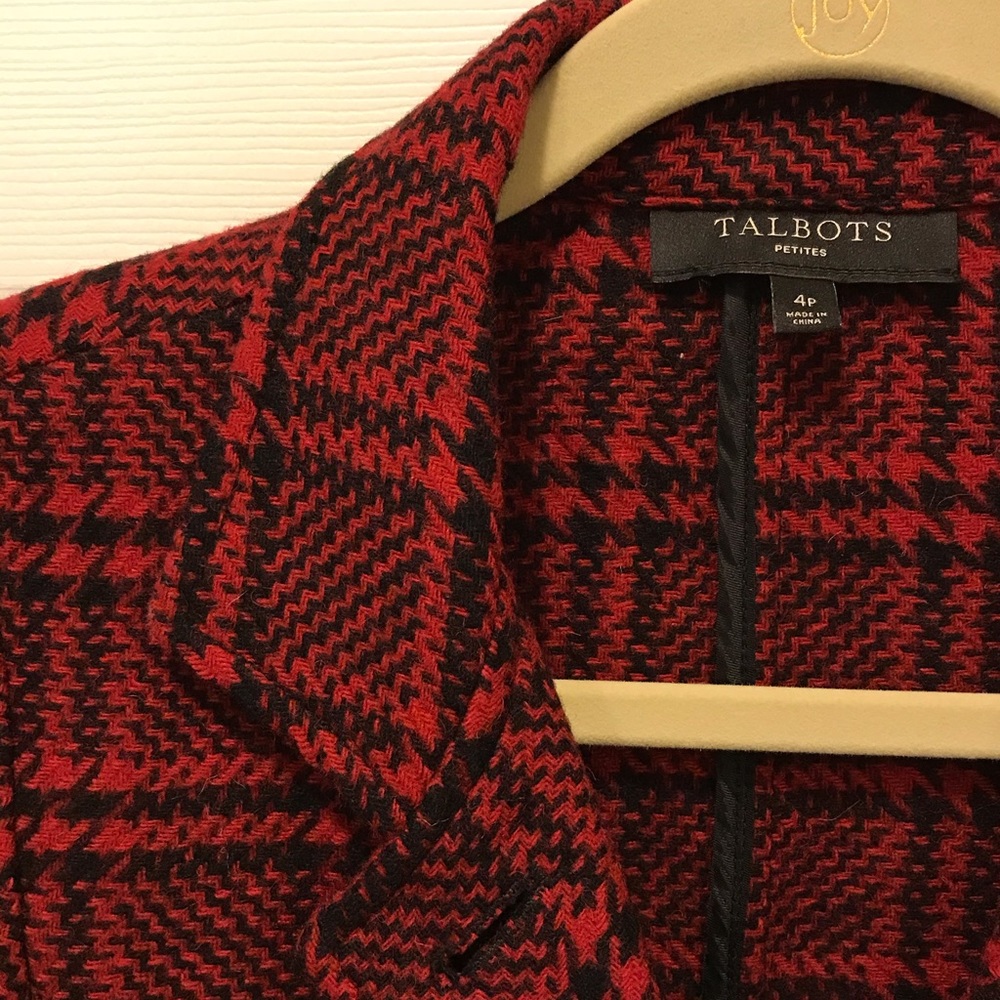 Brand new Talbots black and red houndstooth blazer